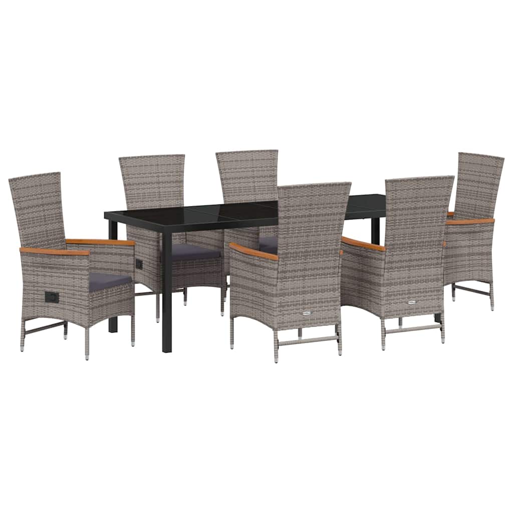 Garden Dining Set 7 pcs Grey Powder Coated Steel