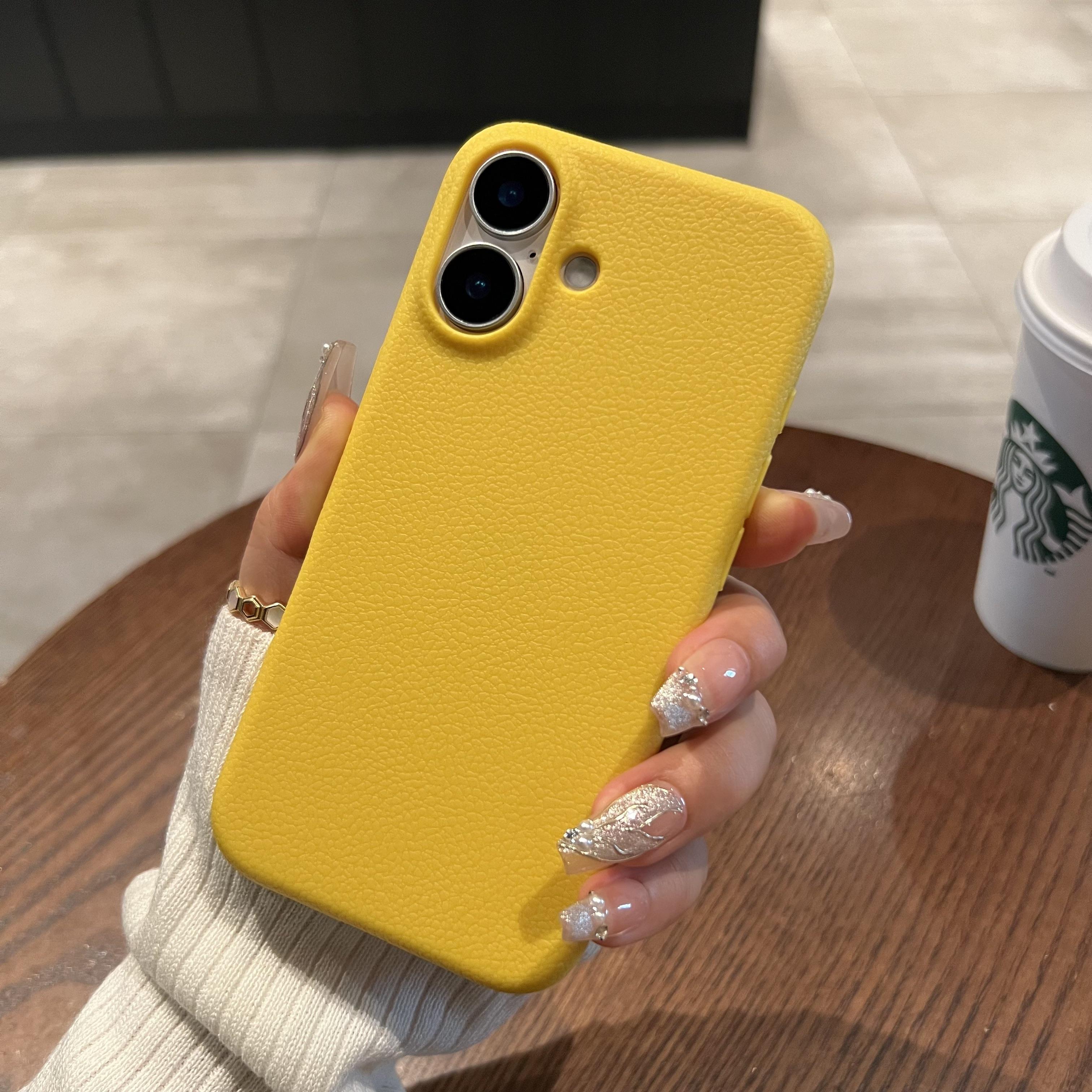 

Противоударный чехол из мягкого силикона с текстурой кожи для iPhone 16 15 14 Plus Pro Max 13 12 11, простой бизнес-чехол с узором личи For iPhone 11