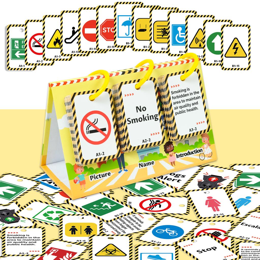 72 Yol İşareti, Çocuk Masaüstü Eğitim Kartları, Grafik ve İngilizce Ebeveyn-Çocuk Etkileşimli Üç Boyutlu Kartlar