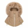 Faux Fur Lined Hooded Neck Warmer Warm Integrated Face Mask New Full Face Balaclava  Winter