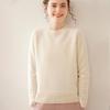 Women's Thick Cashmere Sweater - Autumn/Winter, Round Neck, Saddle Shoulder, Loose Fit, Lace Sleeve