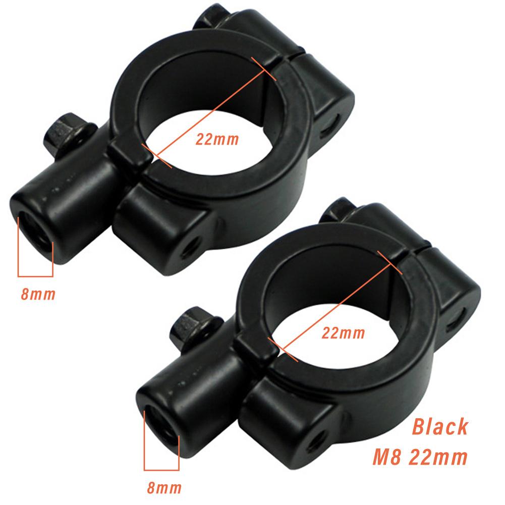 22mm 25mm Lenker 10mm 8mm Gewinde Universal Motorrad Spiegelhalterung Klemme Rückspiegelhalter Adapter Schwarze Klemmenbasis