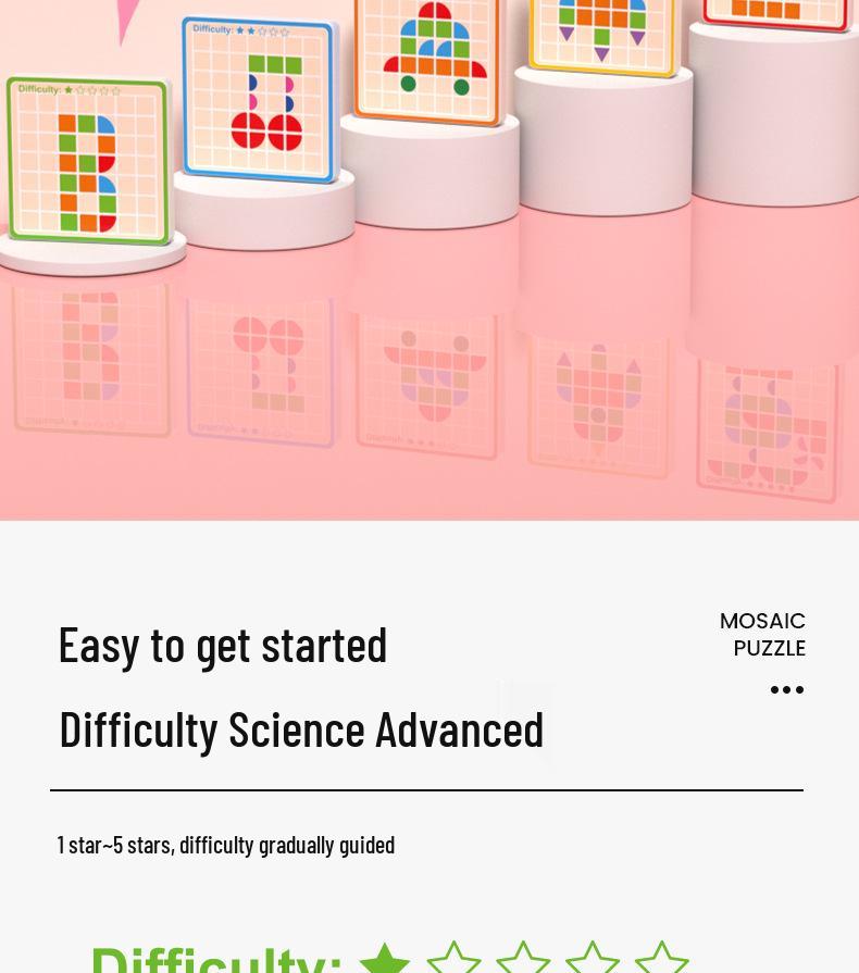 Mosaic 3D Wooden Puzzle Game for Children's Early Education and Intelligence Building