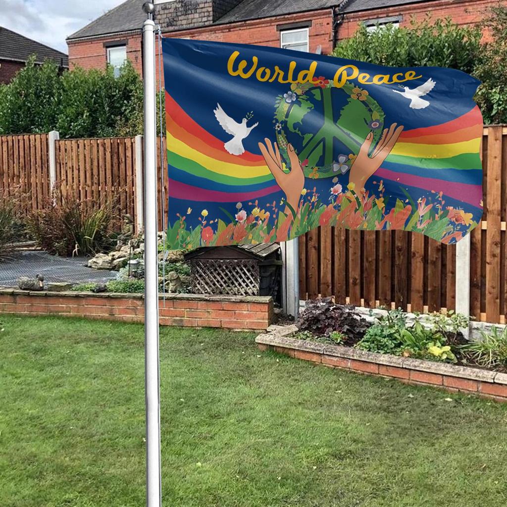 Peace Garden Flag 3x5ft Vivid Color Outside World Peace Banner for Outside Patio Porch Terrace Balcony Holiday Sports Events