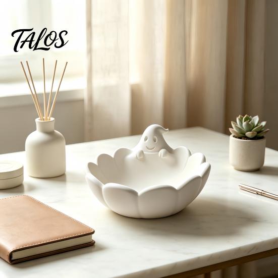 Unique Jewelry Tray Ghost Petal Tray, 3D Printed Cute Spooky Desk Organizer for Small Room Accents Items, Cartoon Ring And Earring Holder, Niche