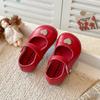 British Style Korean Little Girls Rhinestone Heart Princess Soft Sole Leather Shoes