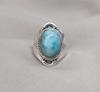 Larimar Ring: 925 Sterling Silver Caribbean Gemstone, Boho Statement Jewelry