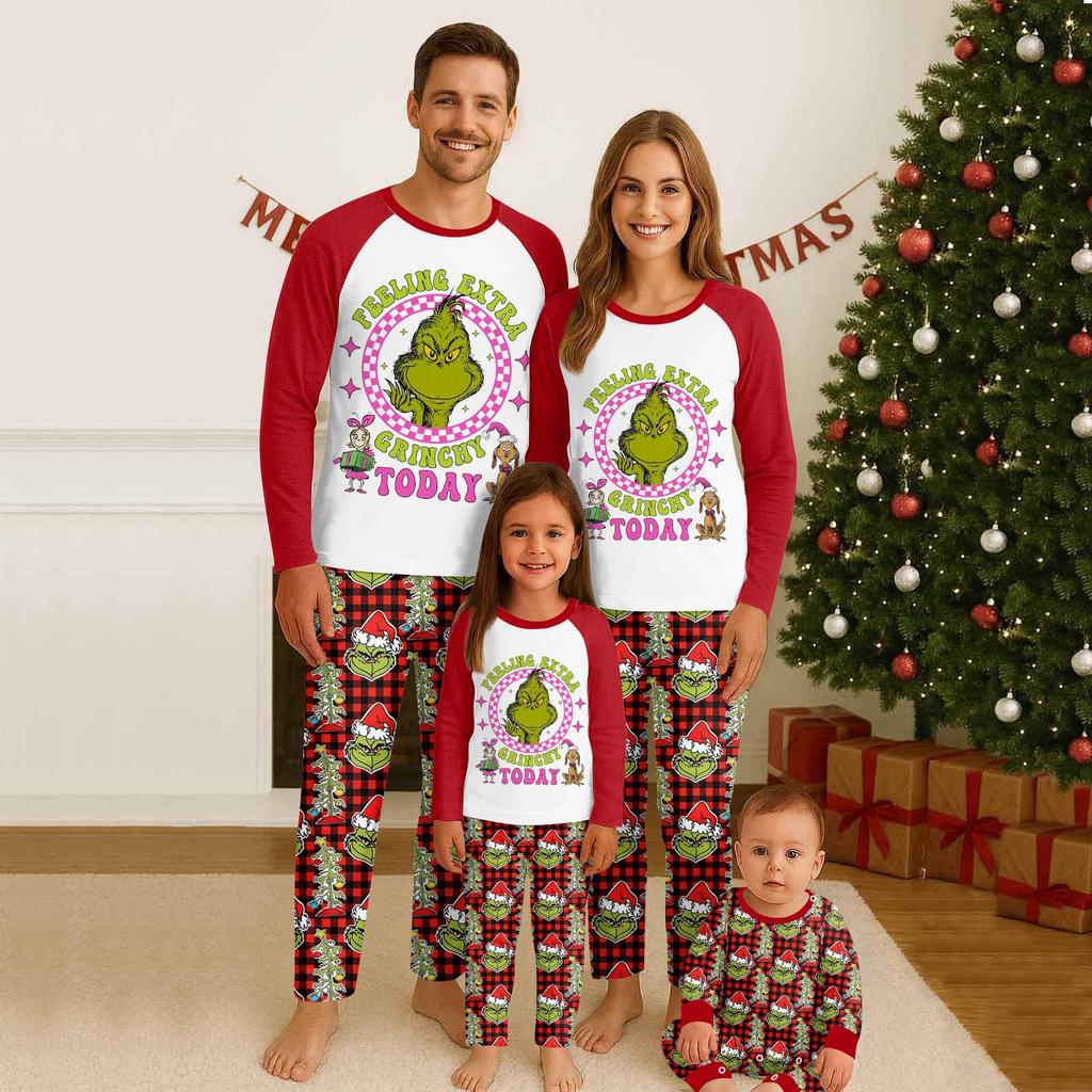 Family Matching Print Sets Pajamas Loungewear Outfits Family Matching Long Sleeve Tops+Pants Set