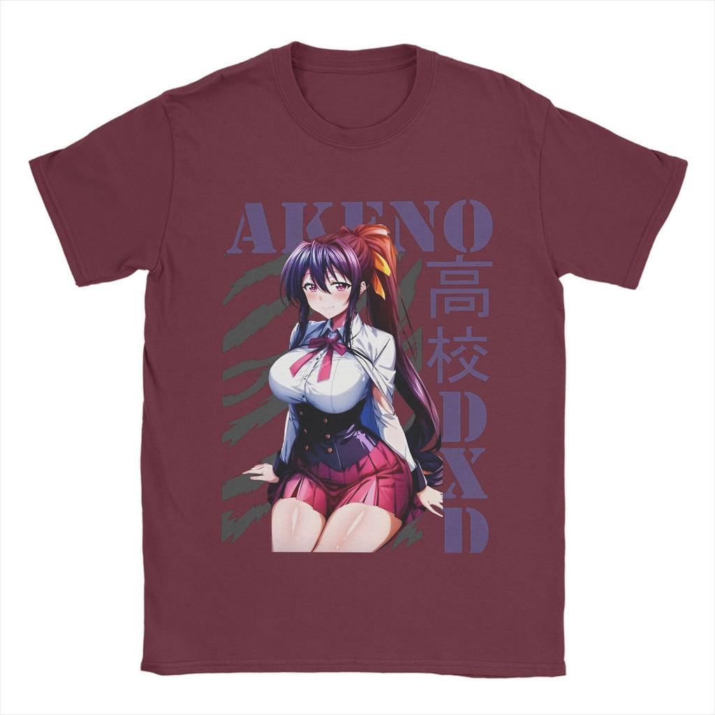 High School DxD   Men's T Shirts Akeno Novelty Tee Shirt Short Sleeve Crewneck T-Shirts 100% Cotton Plus Size Tops