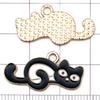Set of 10 Black & White Enamel Cartoon Cat Music Note Charms for DIY Jewelry