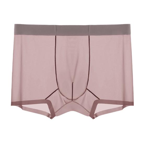 

Men Boxer Underwear Elastic Mid-Waist Breathable Slim Fit Shorts Briefs Pure Color U-Convex Design Ultra Thin Seamless Mesh Yarn Panties Daily Wear 2XL