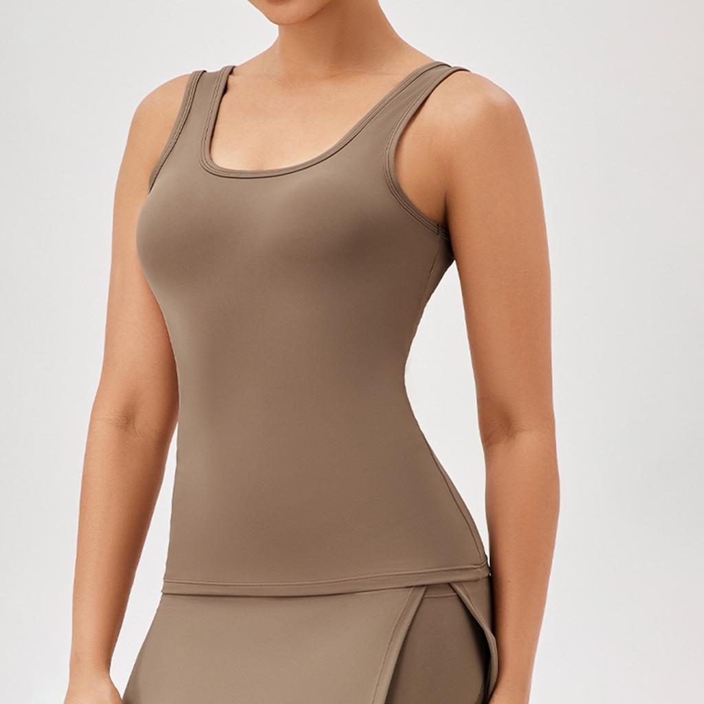 Yoga Sports Tank Top For Women's Slim And Tight Fit Square Neck Fitness Top Sleeveless