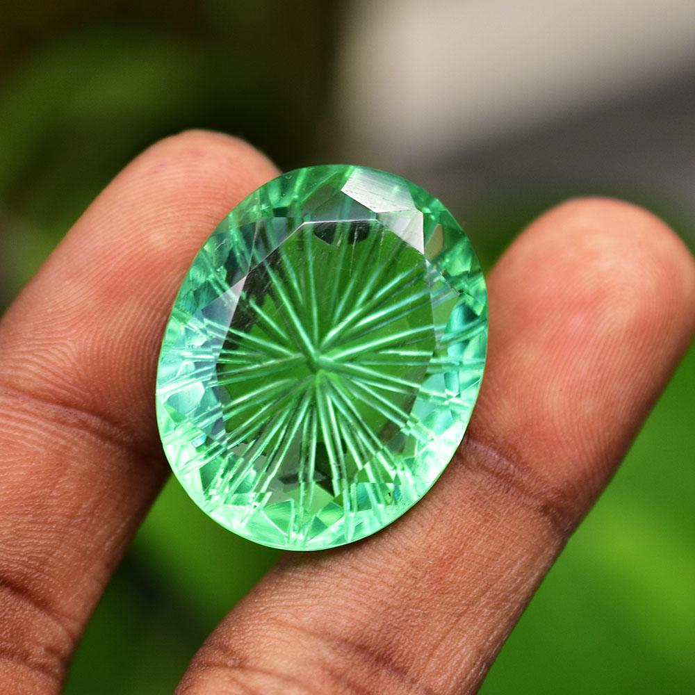 NATURAL Green Topaz 44 Ct Oval Cut Loose Gemstone For Collection
