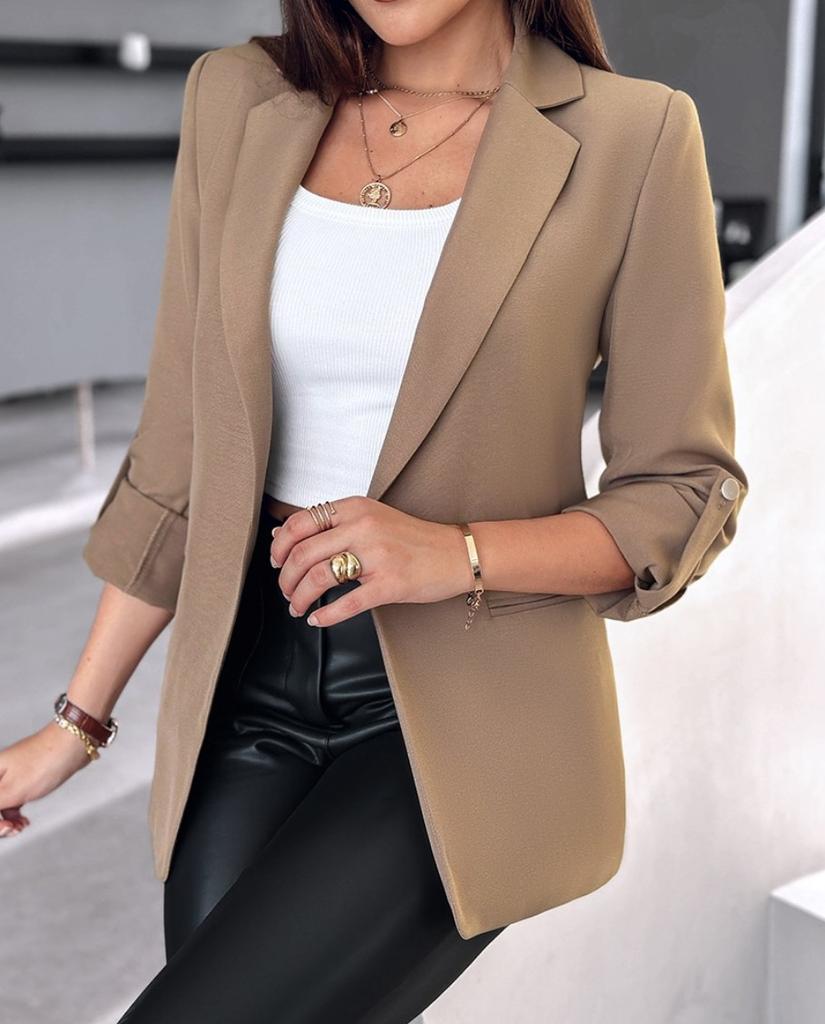 Elegant Women's Cardigan Blazer New  Autumn Winter Long Sleeve Casual Solid Color Coat Jacket For Women Slim Blazers