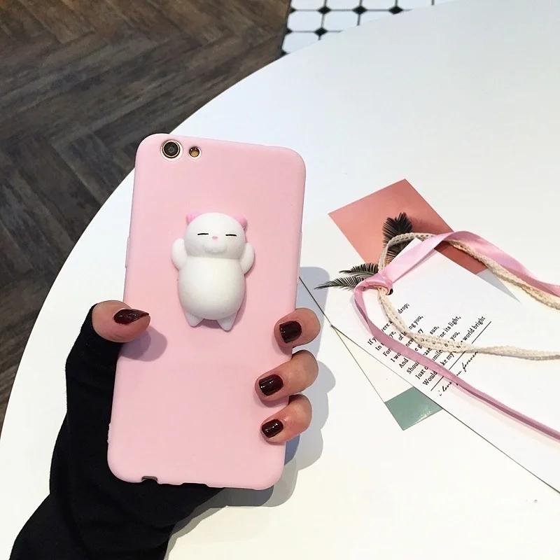 Soft and Cute 3D Cartoon Cat Silicone TPU Protective Case for 6/6S/7/Plus Mobile Phone Case