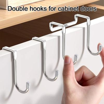 Haczyk na drzwi szafki Metalowy podwójny haczyk Heavy Duty do szafy, szafki kuchennej, szafy, szuflady