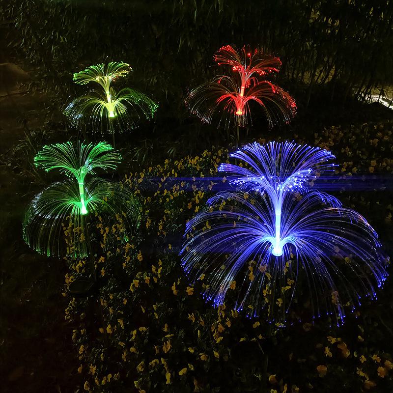 Cross-border Solar LED Jellyfish Garden Light, Waterproof, 7-Color Fiber Optic, Outdoor Lawn Decor.