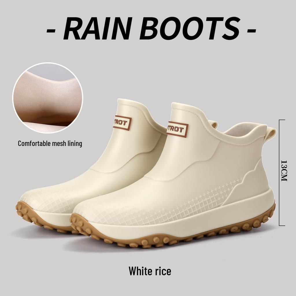 Men's & Women's Non-Slip Waterproof Short Rain Boots with Cotton Lining for Outdoor Use