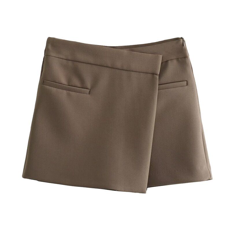 Fall 2024 High Waist Slim Looking Sheath A- line Skirt Women's Commute Leisure Asymmetric Culottes 4 Colors 7385597