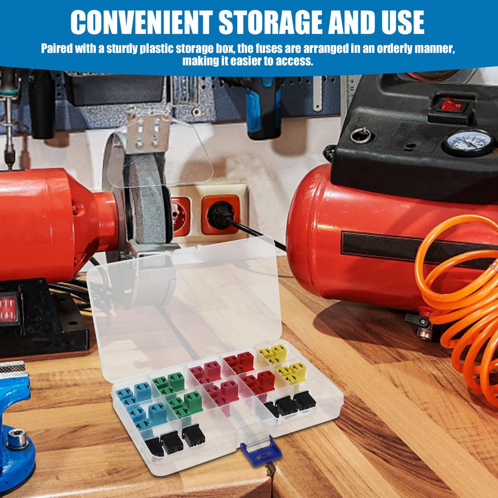 36 ks Jcase pojistek Autokomplet Vysoké/Standardní a Nízkoprofilové Pojistky ve tvaru krabičky Jcase Assortment Kit 20A 30A 40A 50A 60A 80A