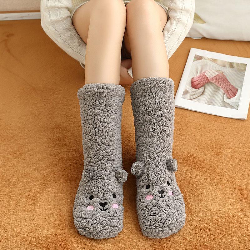 New Thickened Winter Fuzzy Socks Women Warm Home Slipper Solid Color Socks Girl Cute Female Funny Sleep Socks Christmas Gifts