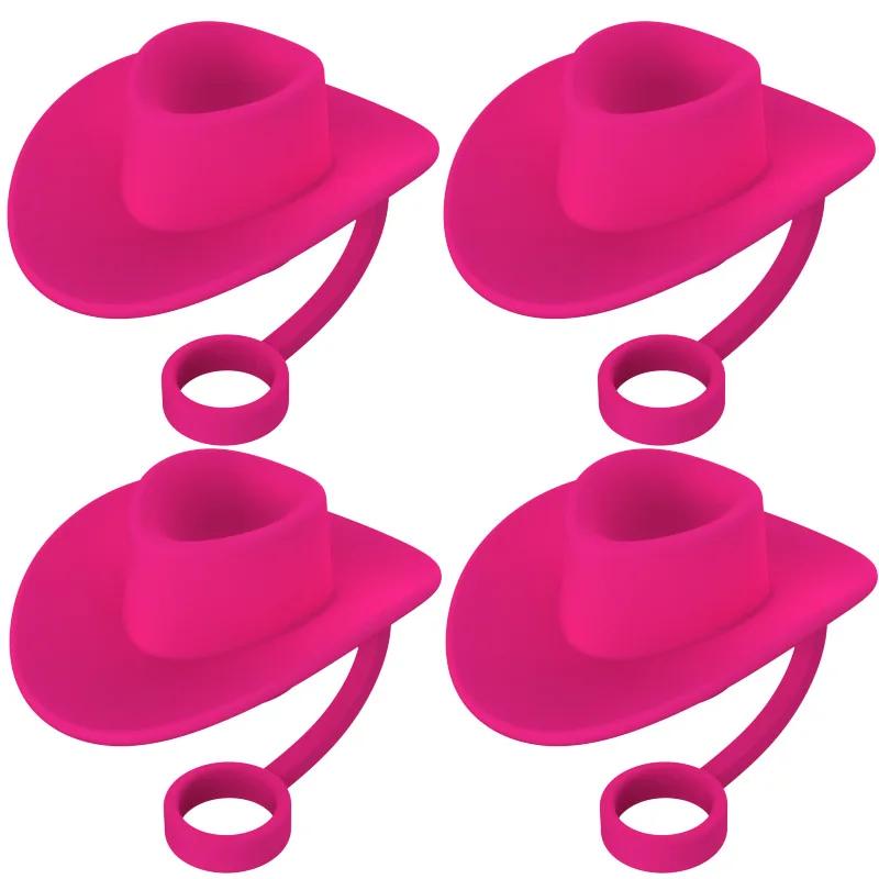 4pcs Cowboy Hat Suction Straw Cap For Stanley Cup 40 Oz Silicone Suction Straw Dust Plug Silicone Dust Cap 6-10mm General Size