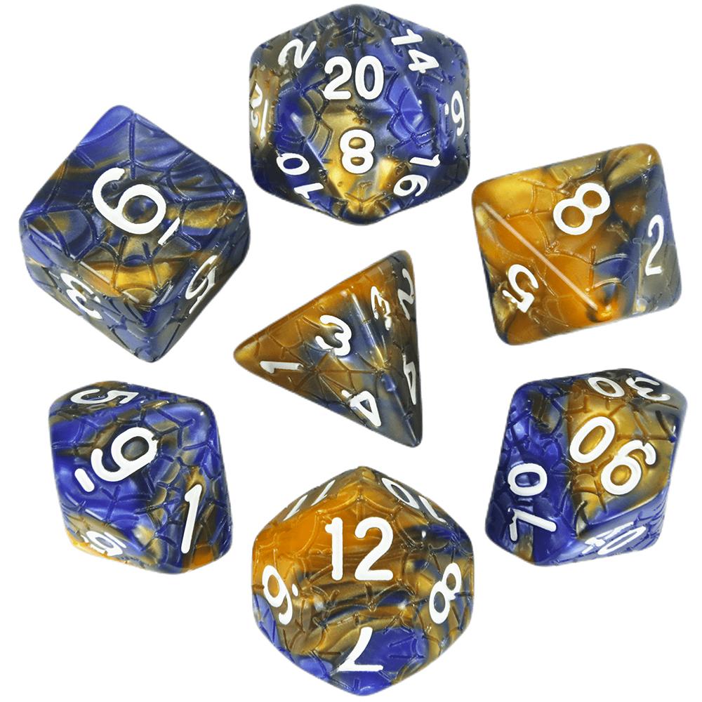 Mixing Color Dice DND 7pcs Polyhedral Dice Set with Engraving Spider Web Effect for DND RPG Magic Gathering Table Game D&D Dice