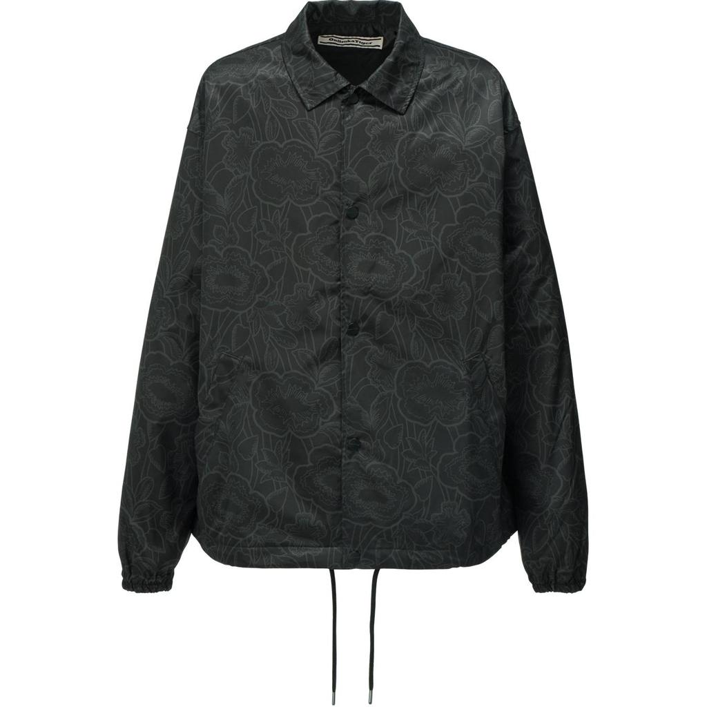Onitsuka Tiger SS25 Printed Polo Collar Single-Breasted Long Sleeve Jacket Unisex Jacket Black 2183B463-001