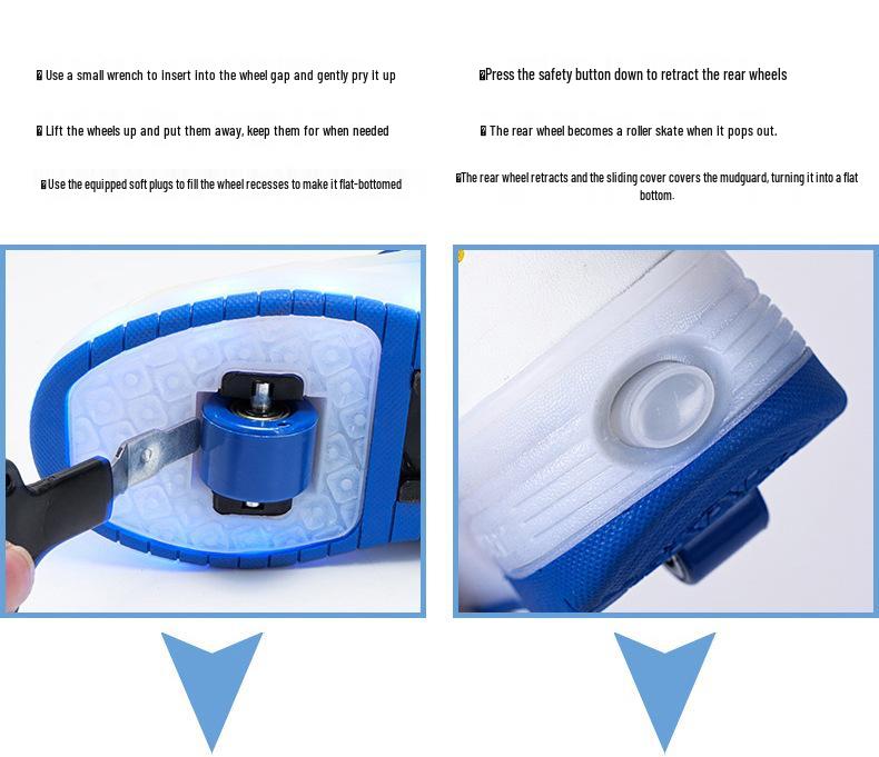 Kids' Light-Up Retractable Double-Wheel Roller Skate Shoes