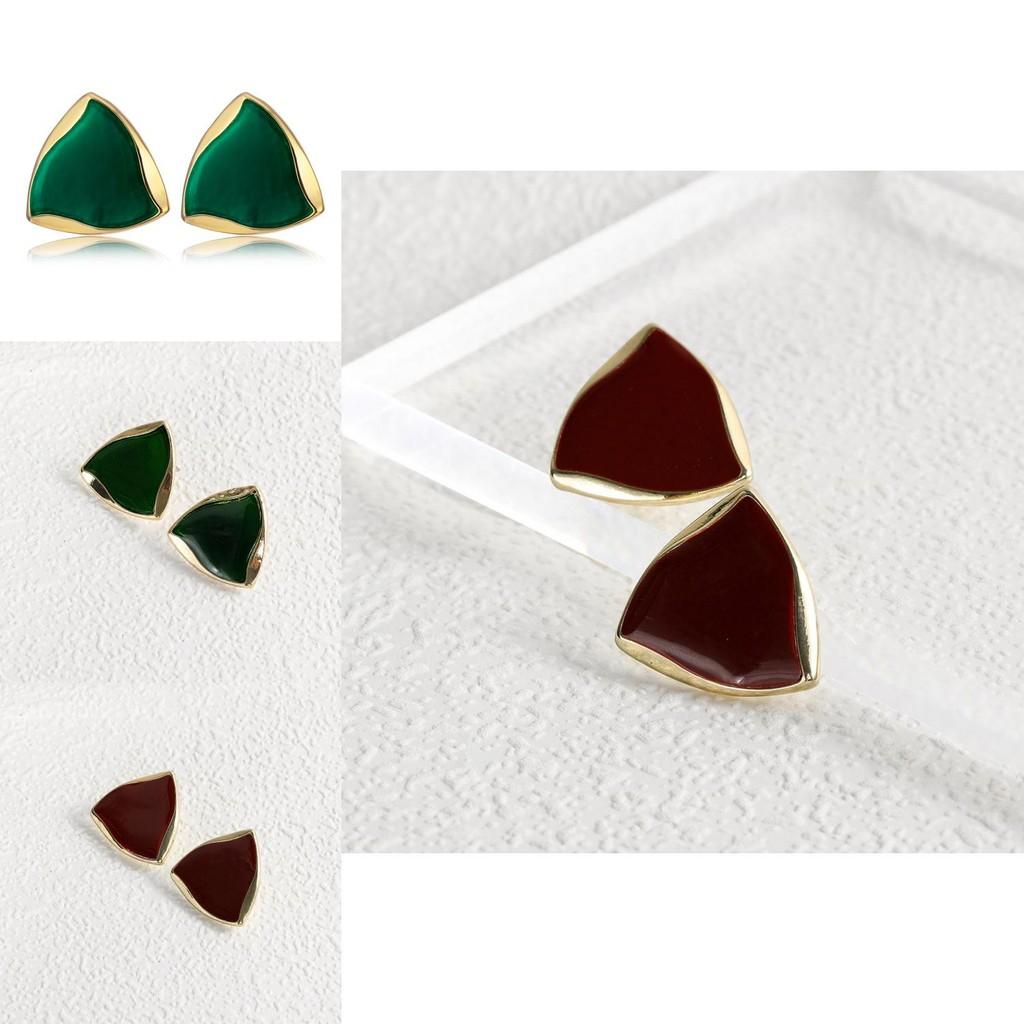 Stylish Geometric Alloy Earrings Modern Versatile Triangular Studs For Women
