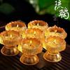 Colorful Lotus Crystal Glass Ghee Lamp Holder for Buddha Offering