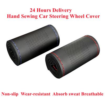 Car Steering Wheel Braid Cover Universal 38cm Microfiber Leather Needles And Thread Soft Anti-Slip Auto Interior Car