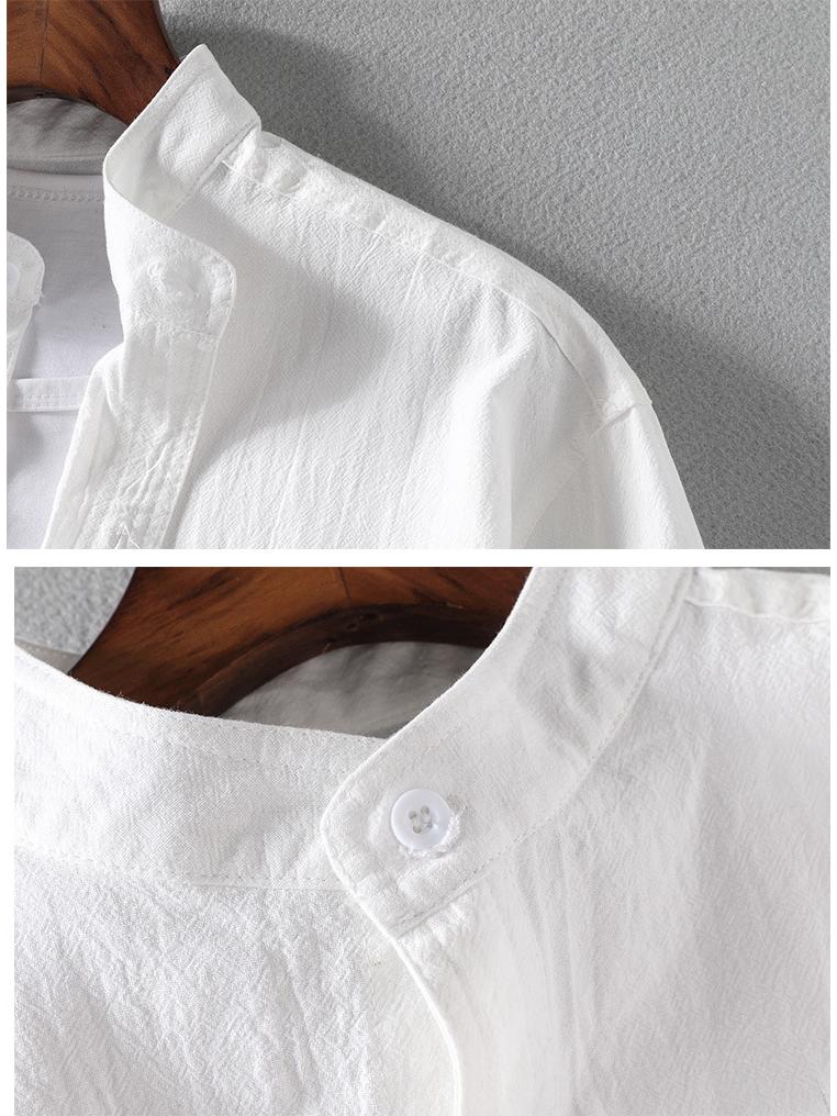 Men's Casual Short-Sleeve Linen Shirt - Summer Cotton Blend
