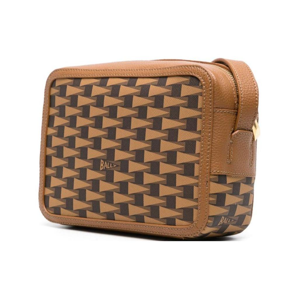 Bally Pennant Classic Logo Pattern Adjustable Shoulder Strap Crossbody Bag Men Bags Caramel-Brown 6305012