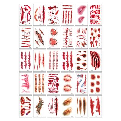 Halloween Skin Stickers Wound Skin Stickers Simulation Skin Skin Scar Skin Knife Simulation Skin Sticker 30pc