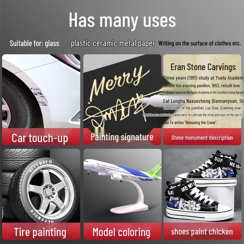 Durable True Color Paint Marker: Waterproof, Oil-Proof, Fade-Resistant, Industrial-Grade Silver, Black & White Touch-Up for Tires