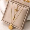 Titanium Steel Star & Moon Layered Necklace Set with Simple O-Shaped Chain