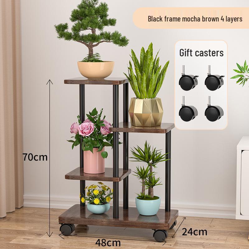Wrought Iron Multi-Layer Tall Indoor Flower Stand for Living Room or Balcony