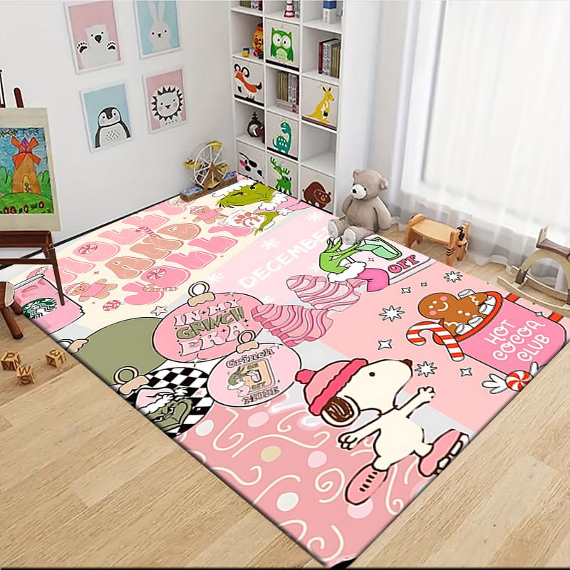 Peanuts Christmas Collection Carpet Rug Soft Washable Antislip Home Living Room Sofa Mats Personalized Christmas Rug