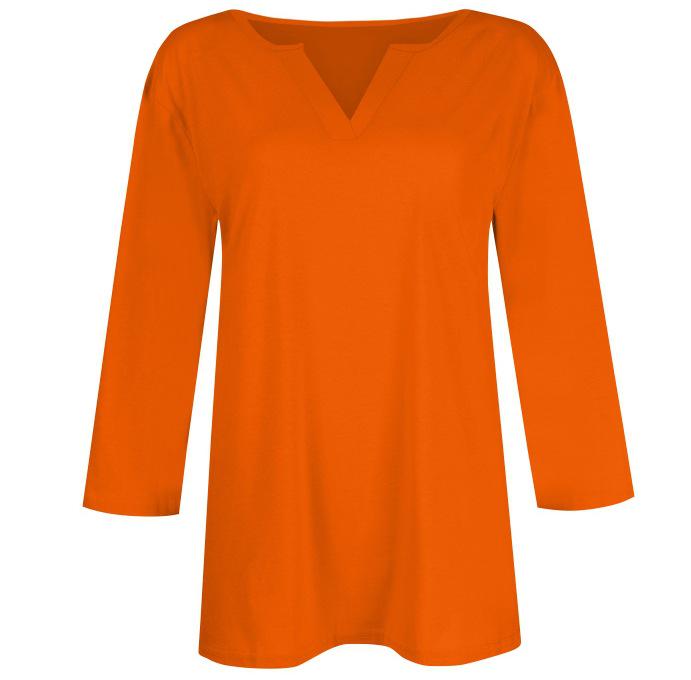 2025 Women's V-Neck 7-Point Sleeve Solid Color T-Shirt