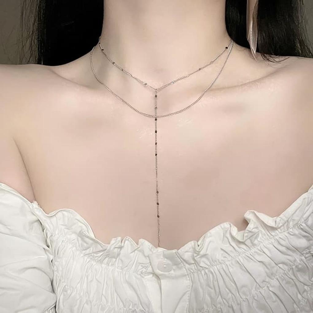 Chirurgischer Stahl Lange Halskette Geschichtete Flache Runde Kette