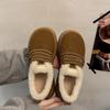 Retro Brown Thick-soled Piled Thickened Snow Cotton Shoes Women's 2025 New Winter Heightening Warm Mao Mao Boken Shoes