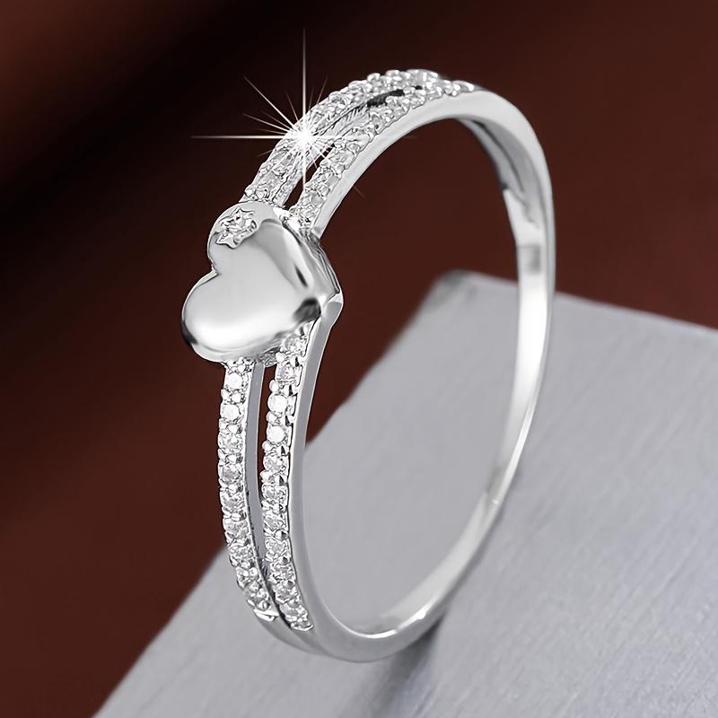 Unique Heart-shaped Design Ring for Women Party Gift Jewelry Romantic Elegant Lady Ring with Synthesis Zirconia