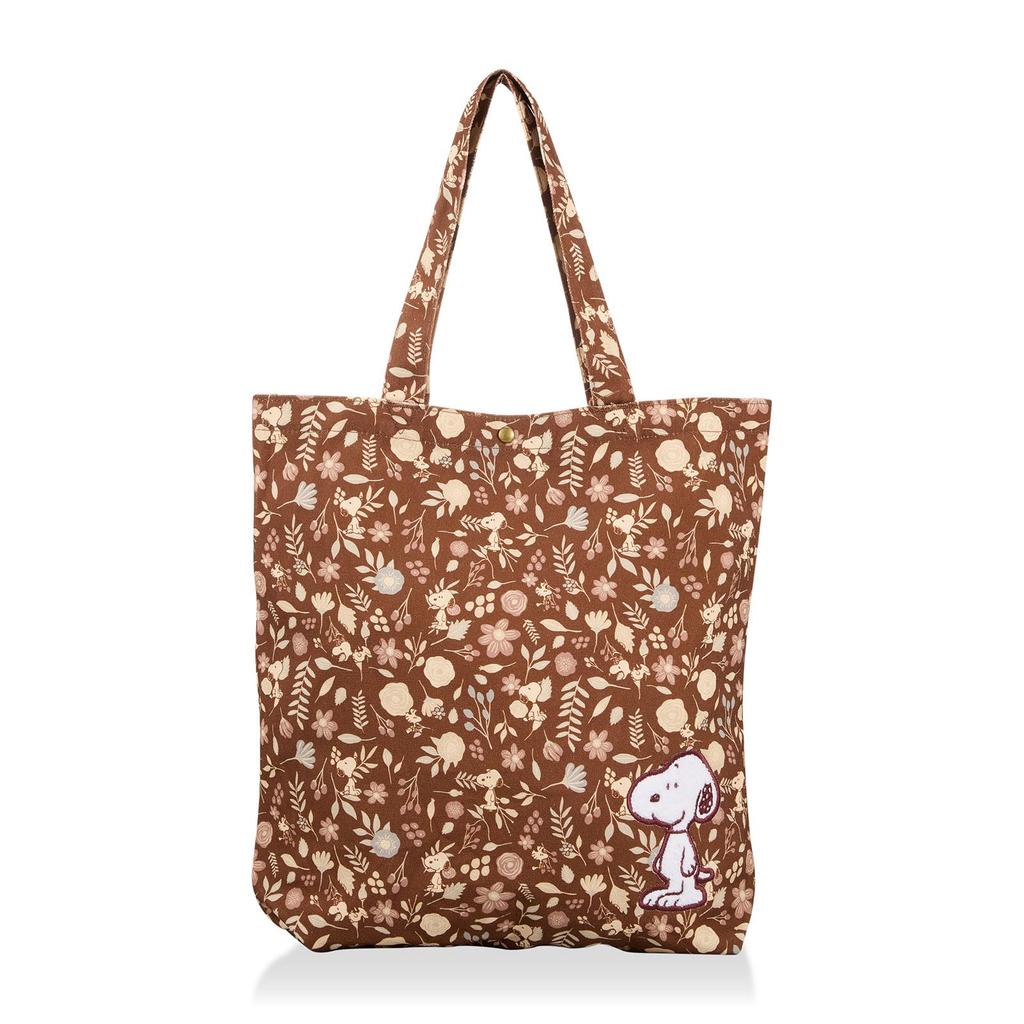 Hapitas Tote Snoopy 75th Anniversary Art New Art PEANUTS PN145 Brown Flower Garden Bag &