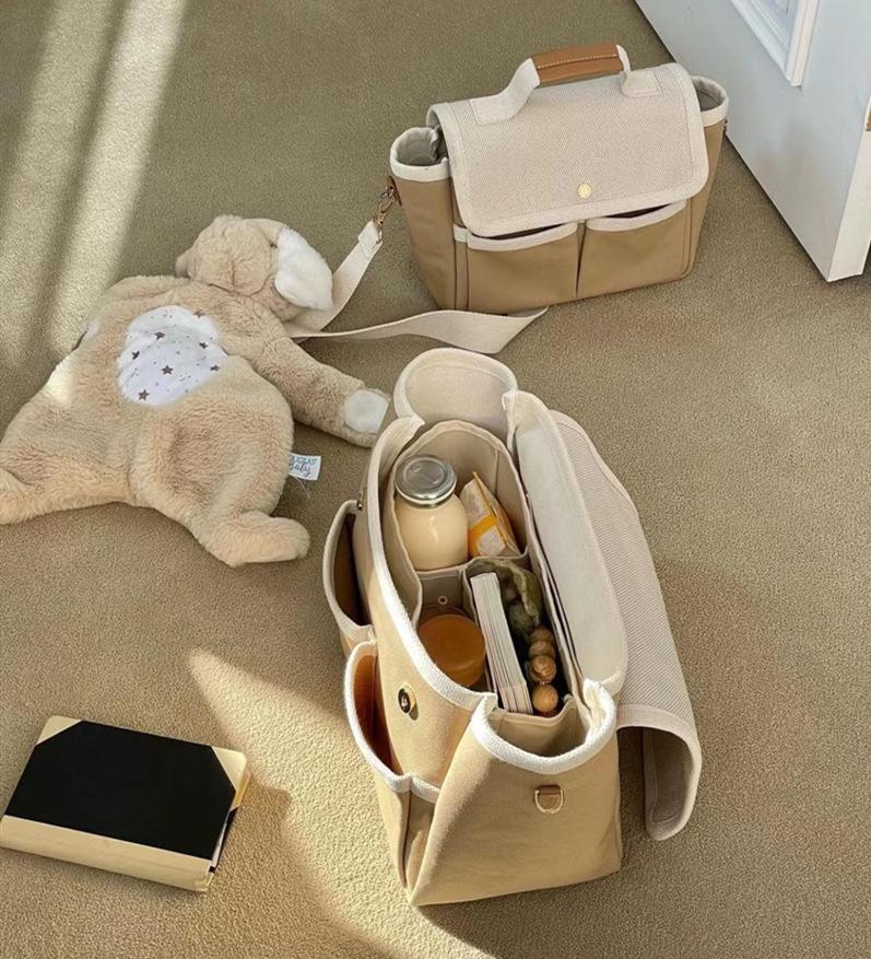 Color Block Ladies' Tote Bag - Large Capacity, Lightweight Crossbody for Moms and Babies, Ideal for Outings and Commutes