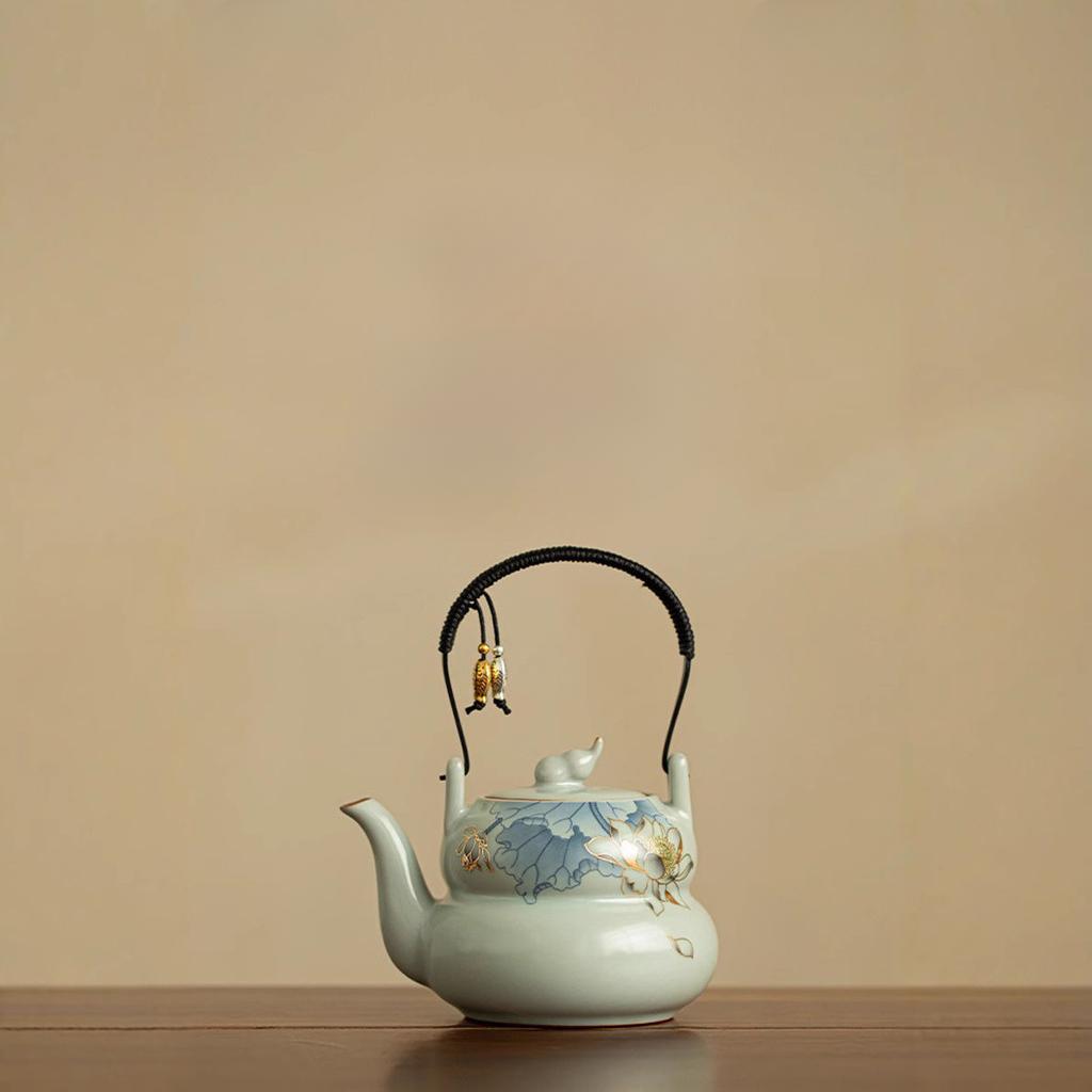 Gourd Beam Pot Ceramic Teapot Tea Large Kung Fu Tea Kettle with Filter