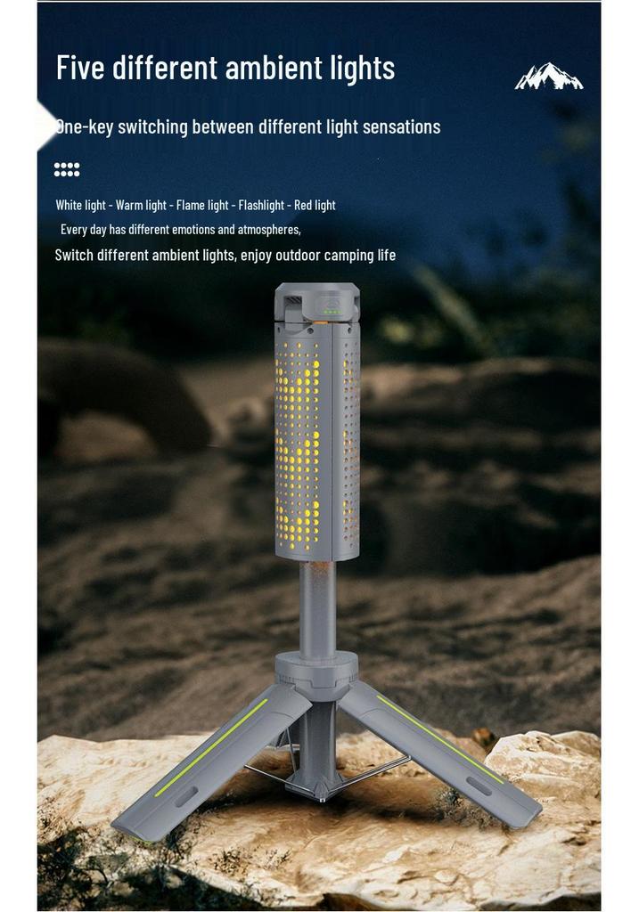 Multi-functional Foldable Camping Flashlight with 720° Stepless Steering and 3-LED All-Terrain Design