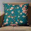 1 Pieces Teal Cushion Covers With Pink Flower Branch Pattern Polyester pillowcase, sofa decorative cushion cov Headboard Pillow