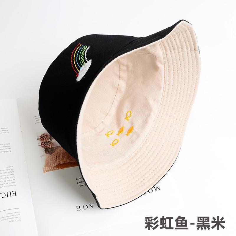 Bucket hat women's summer face small hat fashionable versatile double-sided sun hat
