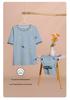 Women's Pure Cotton Pajama Set: Short Sleeve, Seven-Point Pants, Loose Fit, Built-In Bra Pads, Comfortable Home Wear.